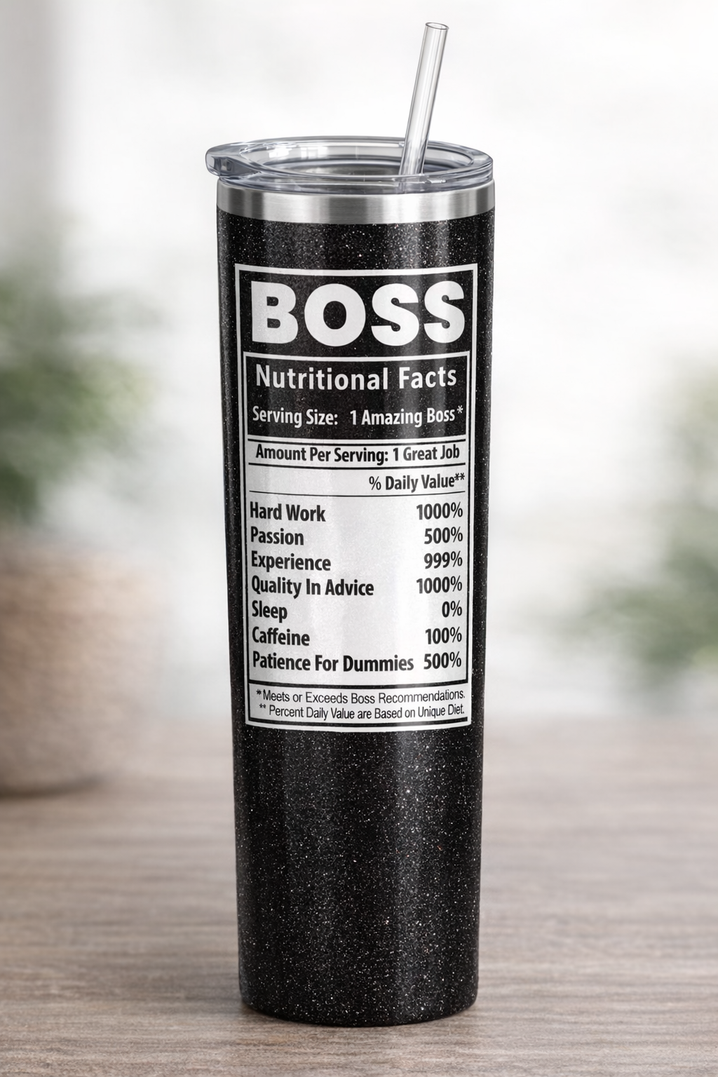 Boss Nutrition Facts 20oz Skinny Tumbler