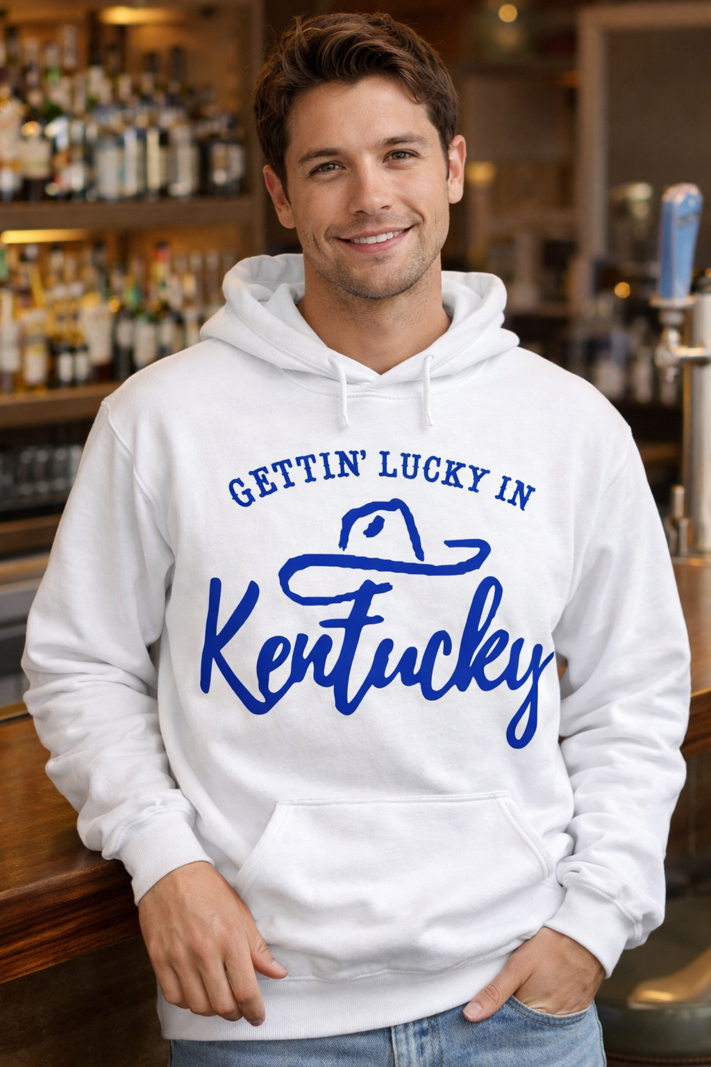 Gettin Lucky in Kentucky white hoodie.png
