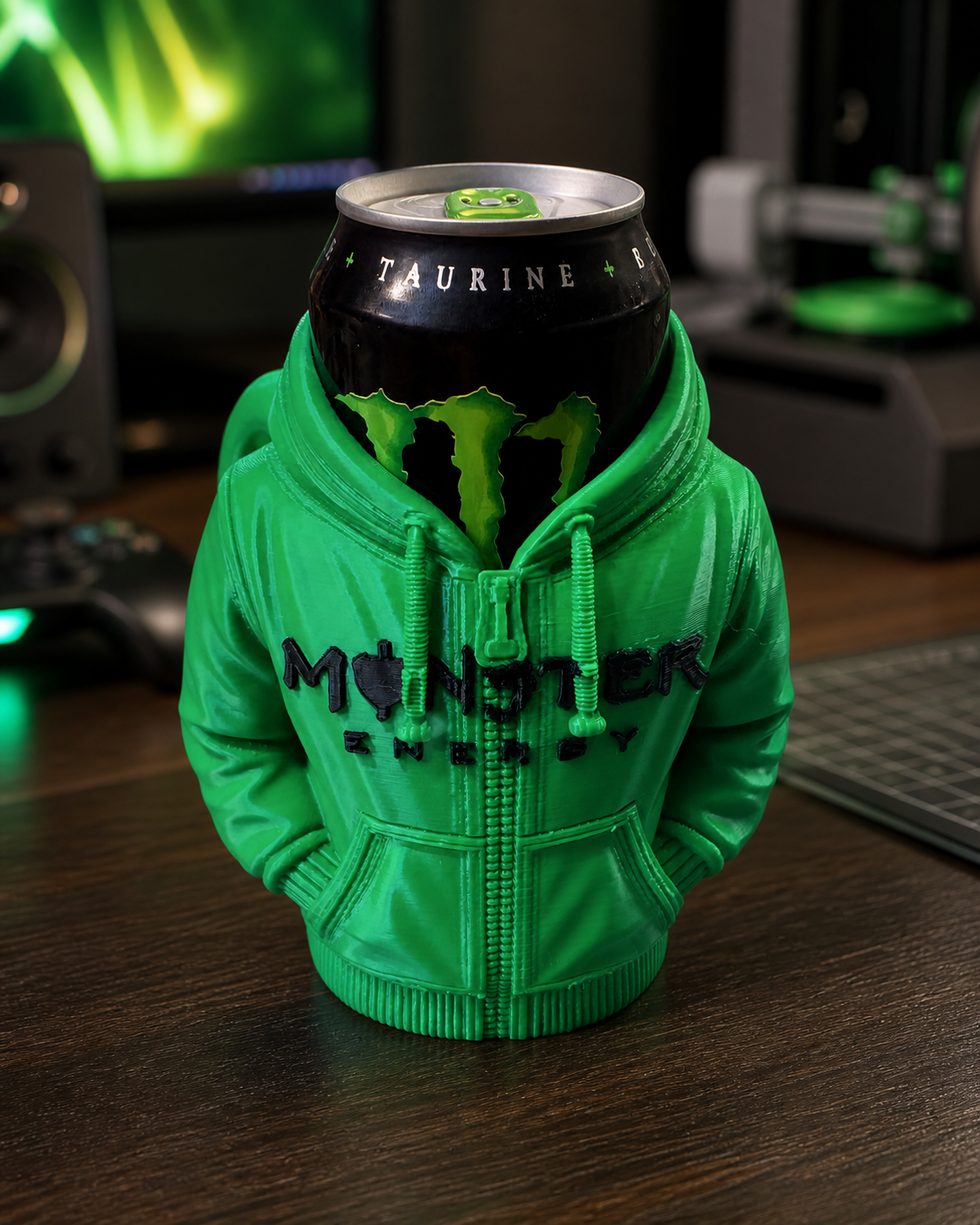 Monster hoodie can holder