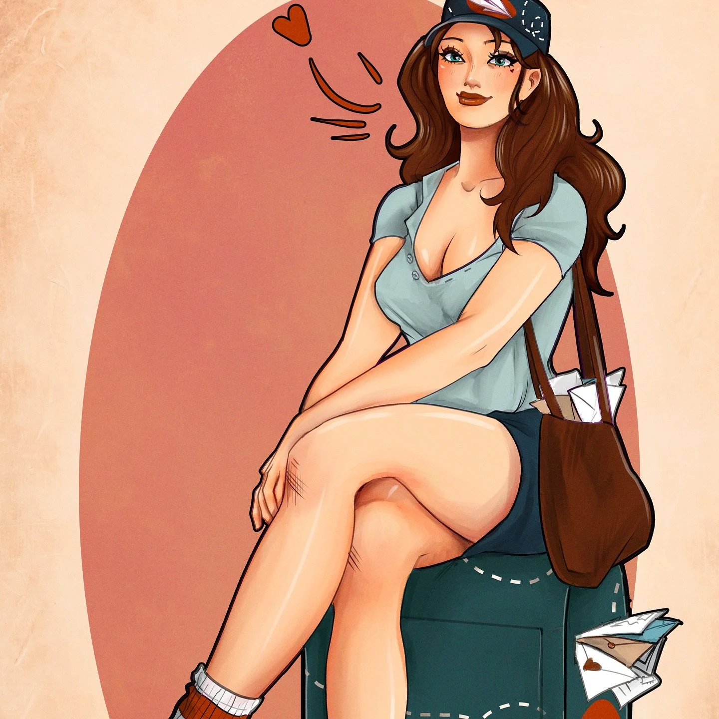 Here is my drawing for day 4 of #pinuptober #pinuptober2025 by @deuza_art ! Today&rsquo;s prompt was &ldquo;Post Office&rdquo;💌📫