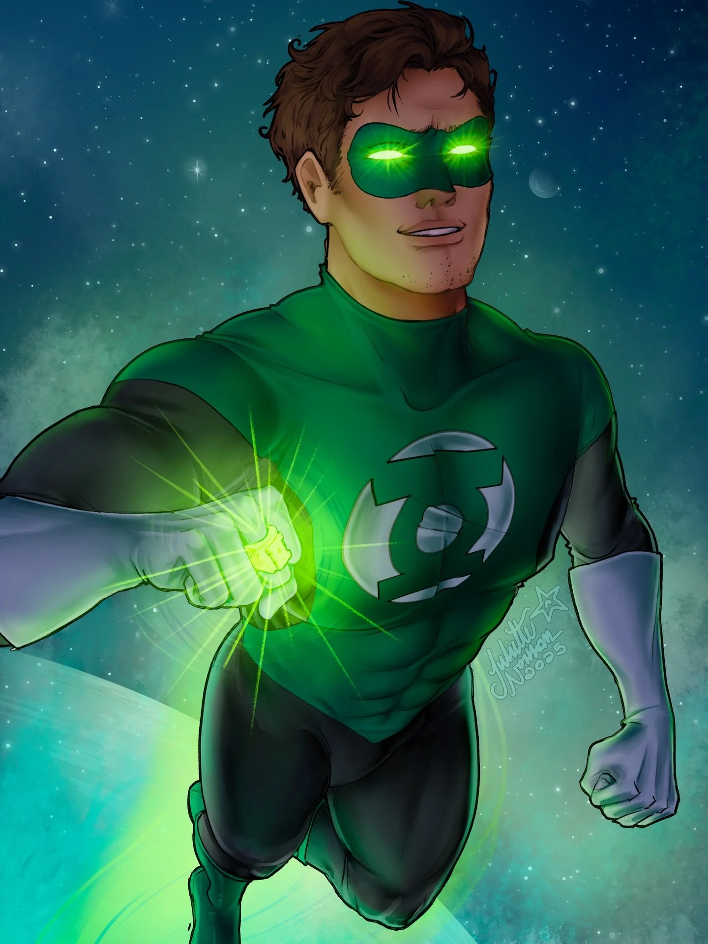 Here is a drawing of Green Lantern (Hal Jordan)! I&rsquo;m so excited for the #lanterns show .
.
.
#greenlantern #haljordan #digitalart #art #artist