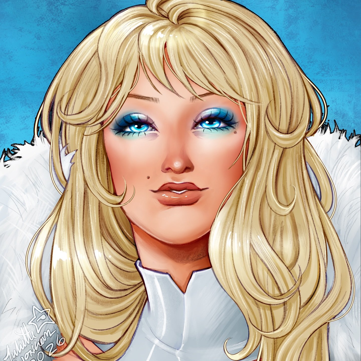 Emma Frost! 🩵 I just wanted to have fun with this one and relax! 
#digitaldrawing #drawing #emmafrost #xmen #clipstudiopaint