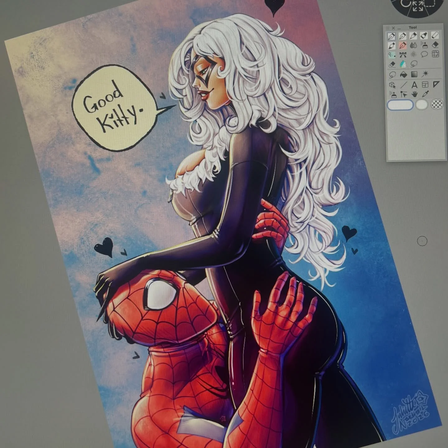 Black Cat and Spider-man by me❤️🐈&zwj;⬛
.
.
.
.
.
#blackcat #spiderman #digitalart #clipstudiopaint #marvel