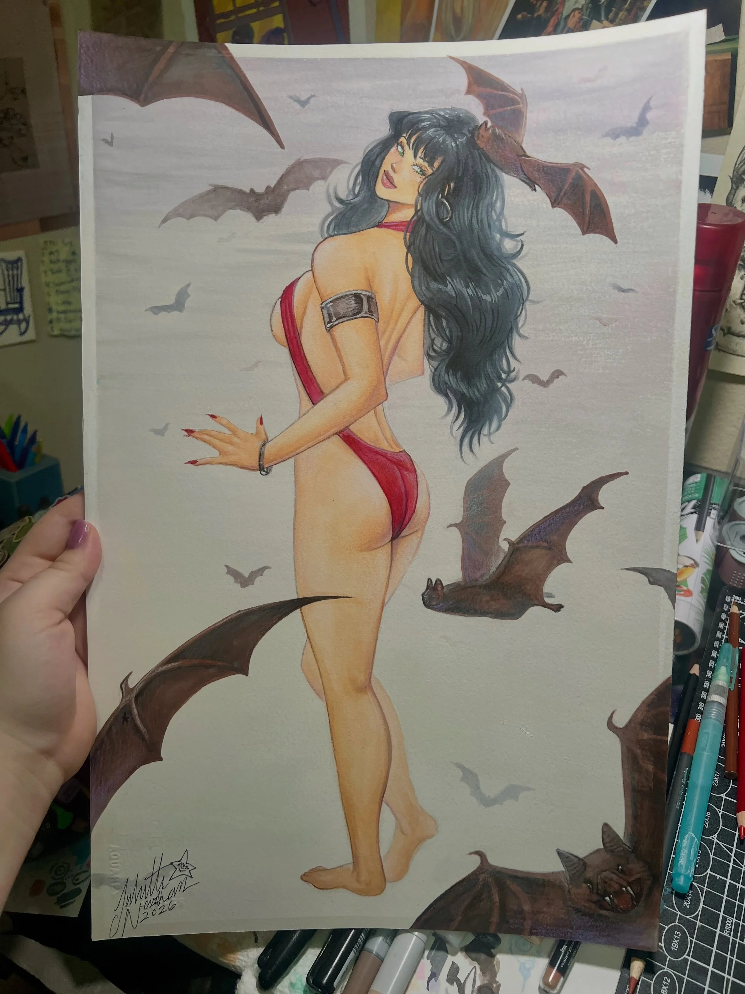 Thank you so much @mogpark for having me on Sketch-Up last night with @phillipginnartist and @keith_frady it was lots of fun! Here&rsquo;s what I auctioned off a Vampirella cosplay pinup and a Witchblade cosplay print!