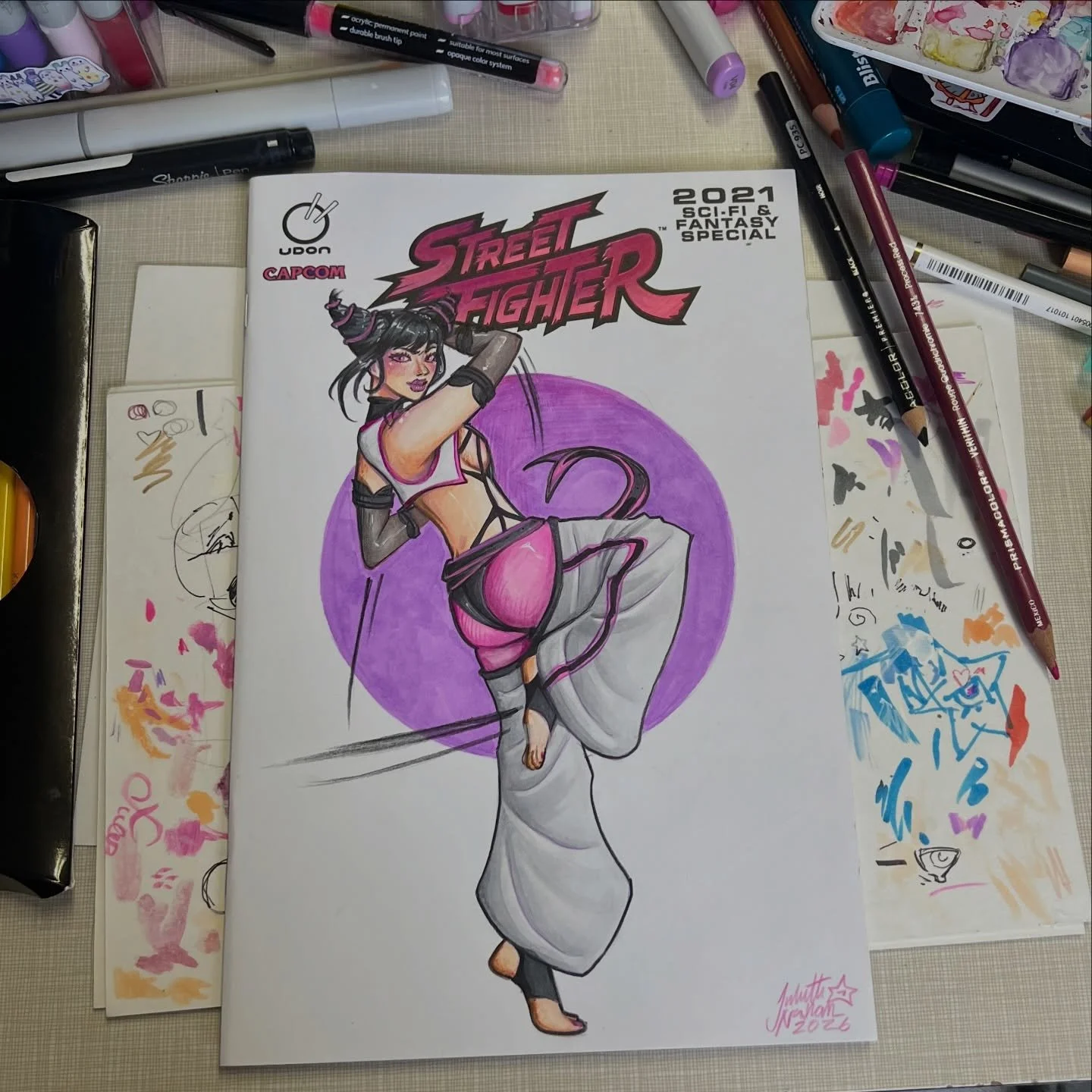 Street Fighter commission!! PLUS MY MUSE💕 
This was my first VGen Commission! If you&rsquo;re interested check out the link on my profile!