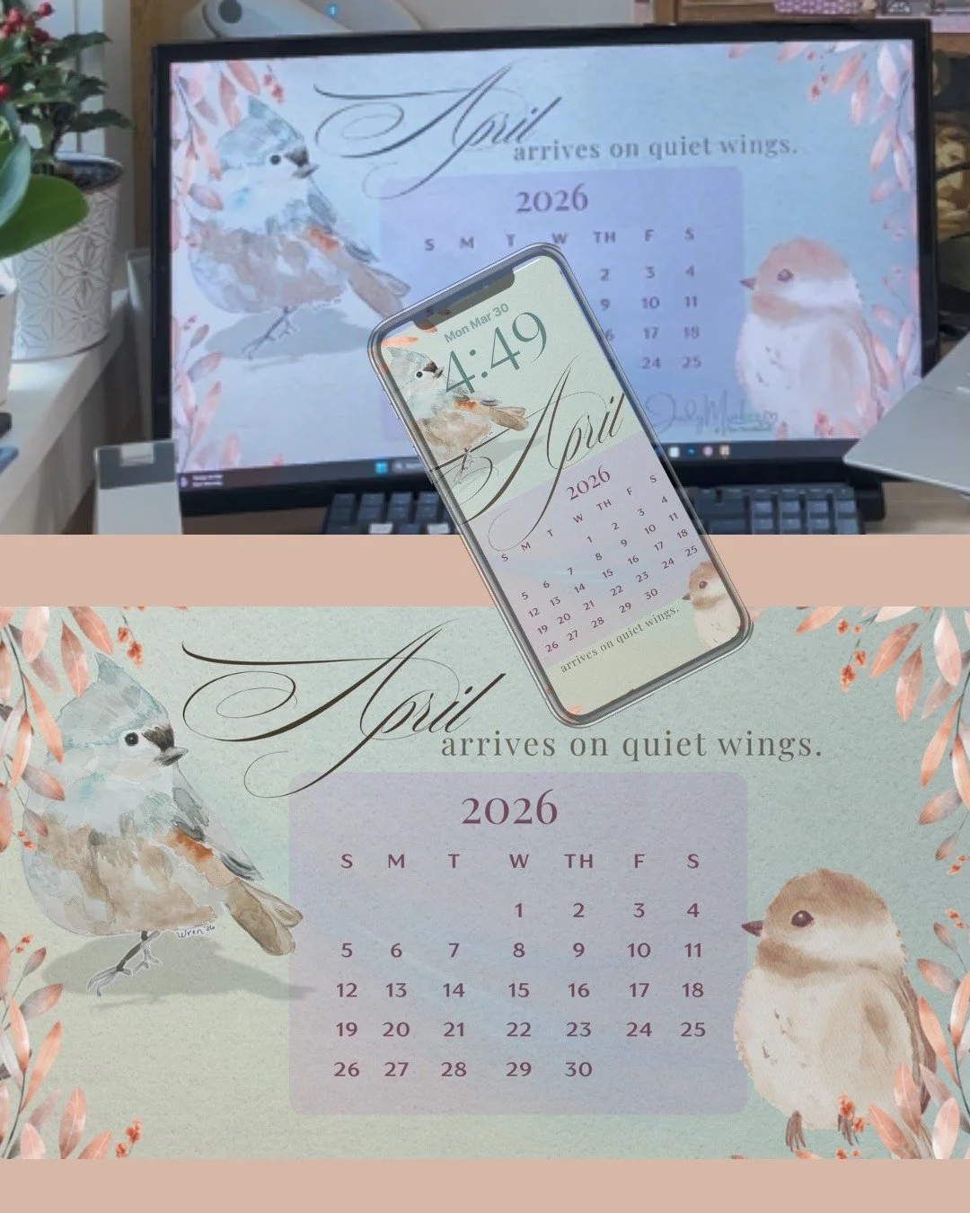 April arrives on quiet wings&hellip; 🕊️

Free phone + desktop wallpapers are here 🌿
Soft, simple, and made to bring a little calm to your day.

Download in the link in bio 🤍