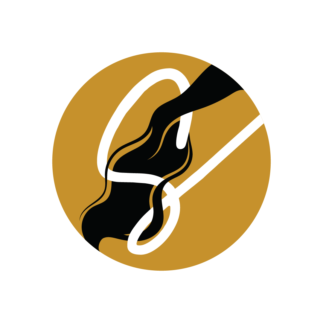 Gold circle icon with a wave pattern and "S" intertwined