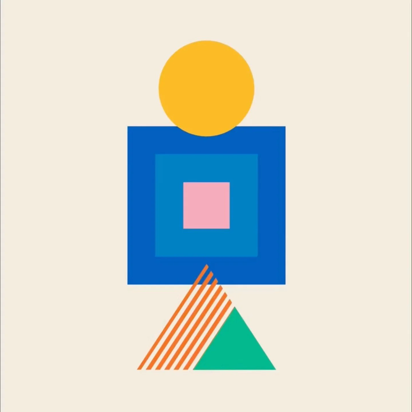 Today&rsquo;s piece, Joyful Balance No. 2. &thinsp;
&thinsp;
I love multitasking, but sometimes it throws me off balance. This one is a reminder to keep things simple&mdash; circle, square, triangle. &thinsp;
&thinsp;
Less, but better. &thinsp;
&thin