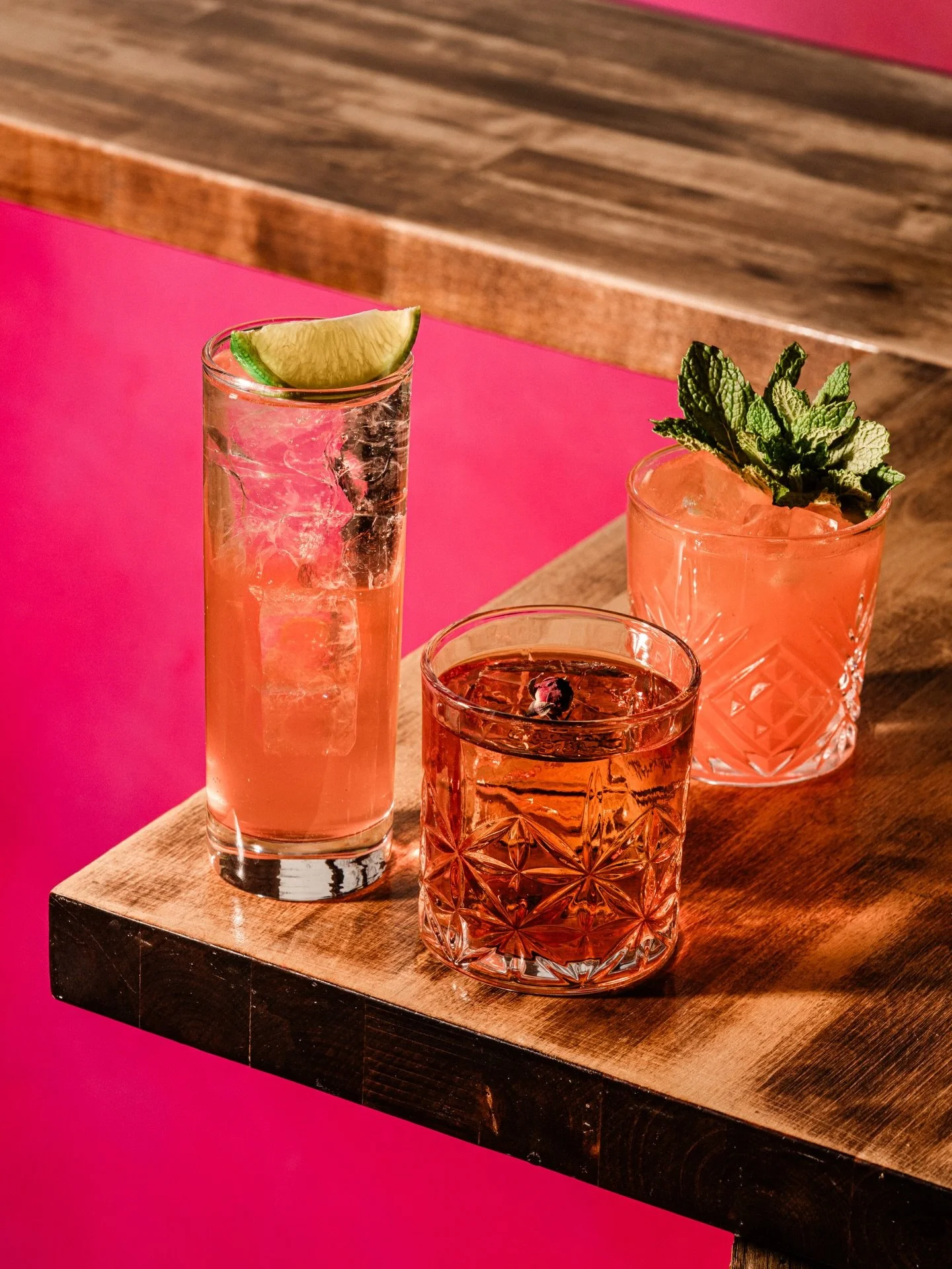 Old favorites 🤝 new obsession

From the left:

☀️🌝 SURIYAN &ndash; CHANTRA Nikka Vodka / Empirical Symphony 6 / Watermelon / Rhubarb / Lime / Topo Chico

🧡 MAHANIYOM SAZERAC Thai Tea&ndash;infused Rye / Bitters / Absinthe

🐰 RABBIT ON THE MOON Do