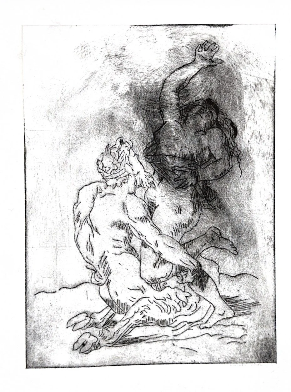 Autumn Wittebort, A Damsel Distressed Myth 6, copper plate etching, 2025