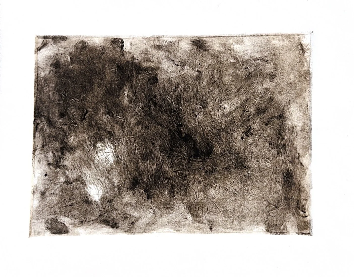 Autumn Wittebort, Distorted Landscape 7, drypoint etching, 2025