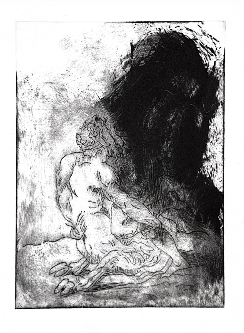 Autumn Wittebort, A Damsel Distressed Myth 5, copper plate etching, 2025