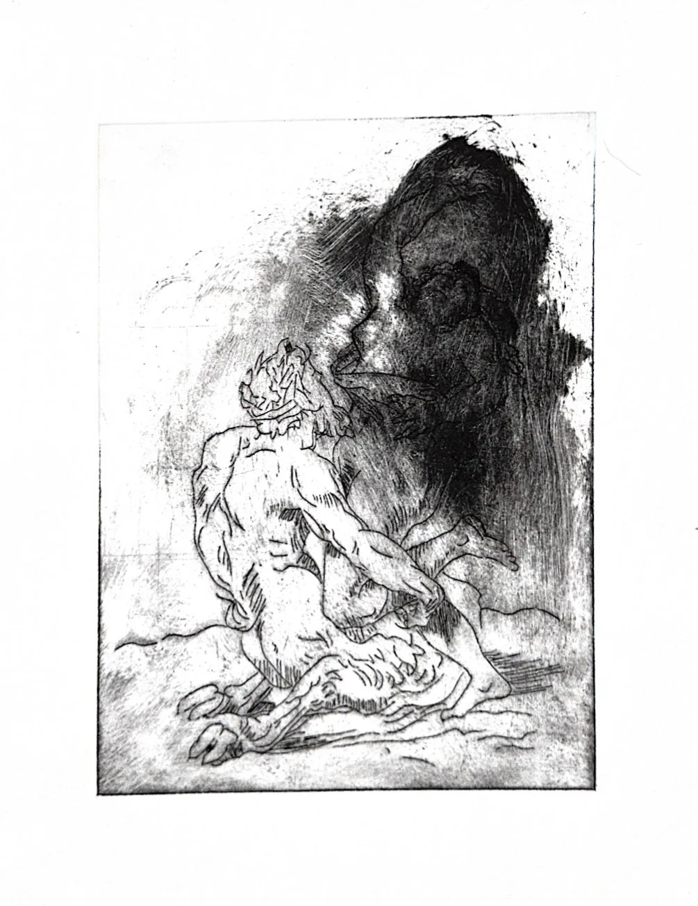 Autumn Wittebort, A Damsel Distressed Myth 4, copper plate etching, 2025