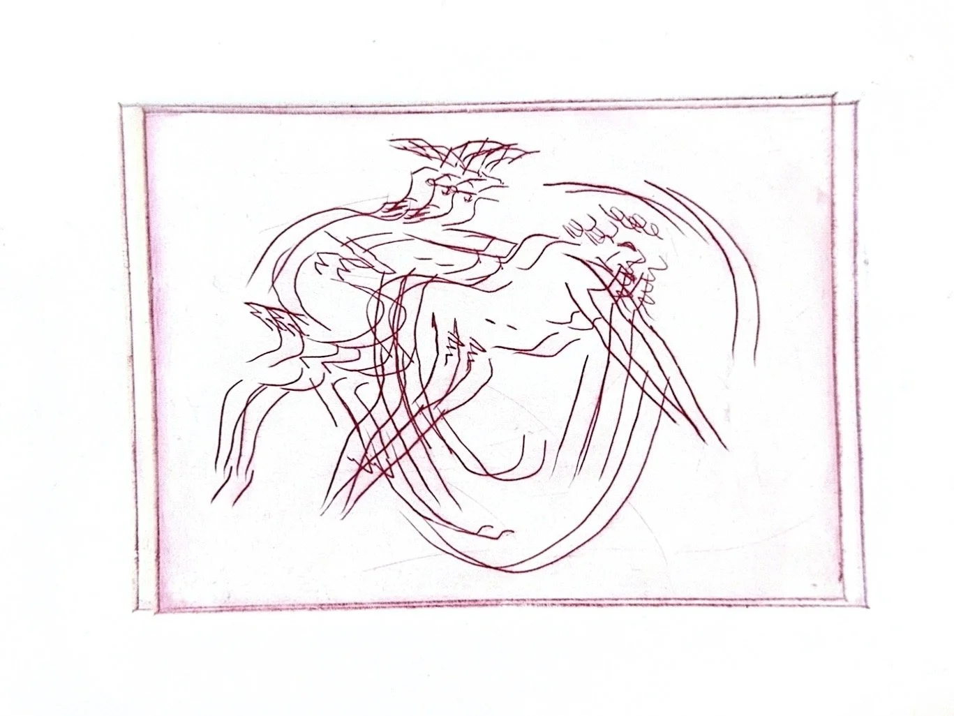 Autumn Wittebort, Rape of Syrinx 2, drypoint etching, 2025