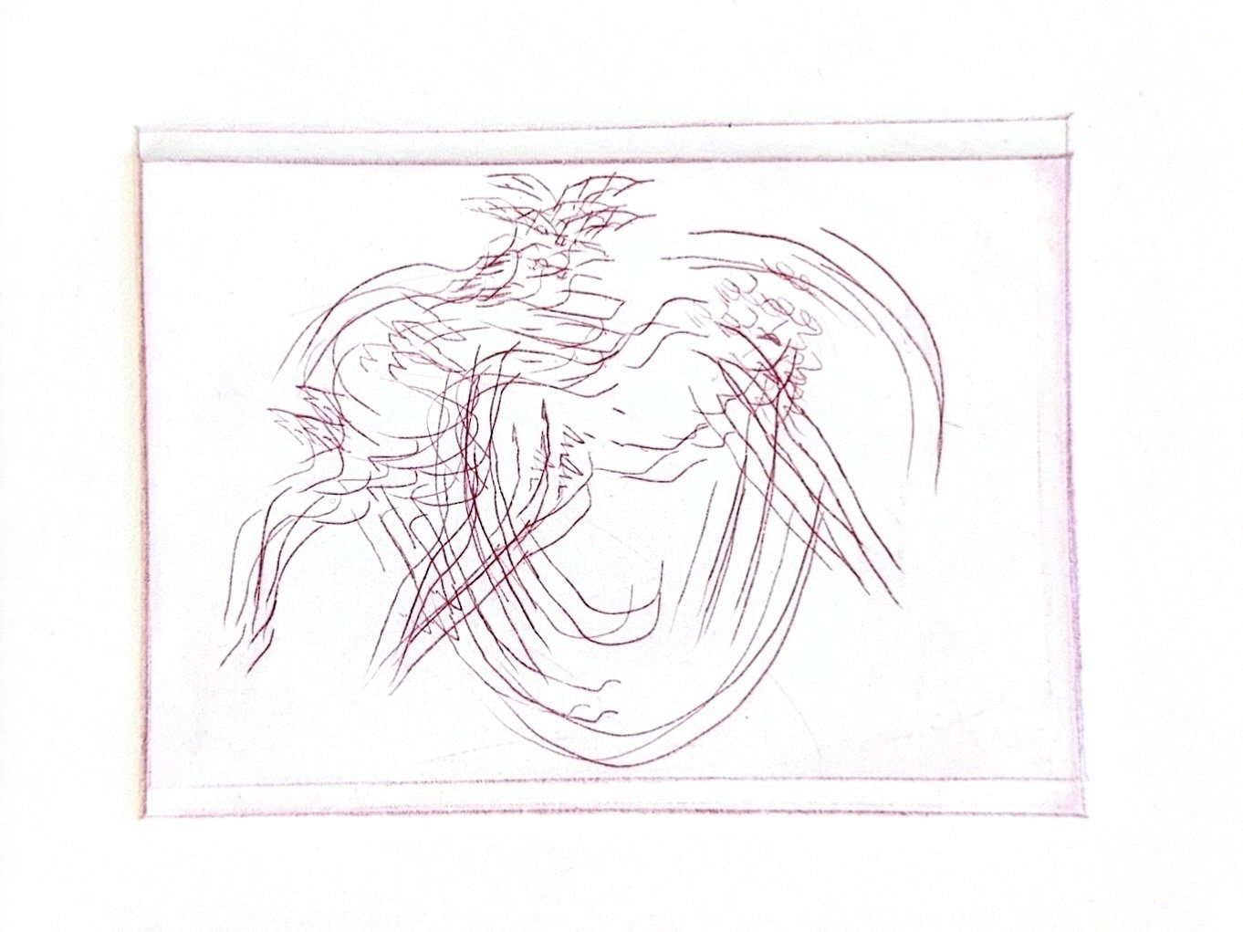 Autumn Wittebort, Rape of Syrinx 3, drypoint etching, 2025