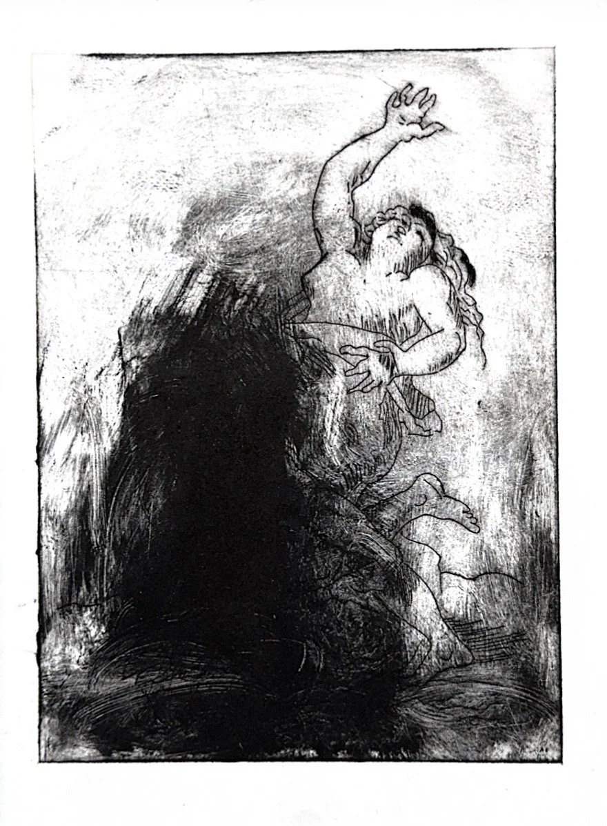 Autumn Wittebort, A Damsel Distressed Myth 2, copper plate etching, 2025