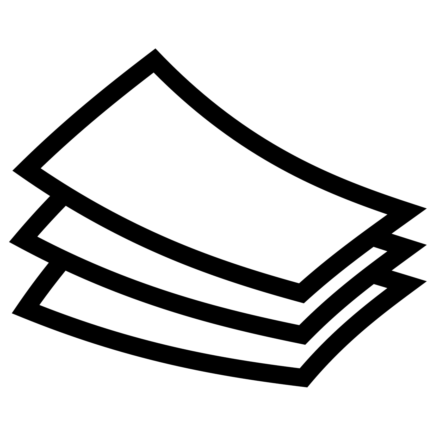 A stack of papers in black and white.