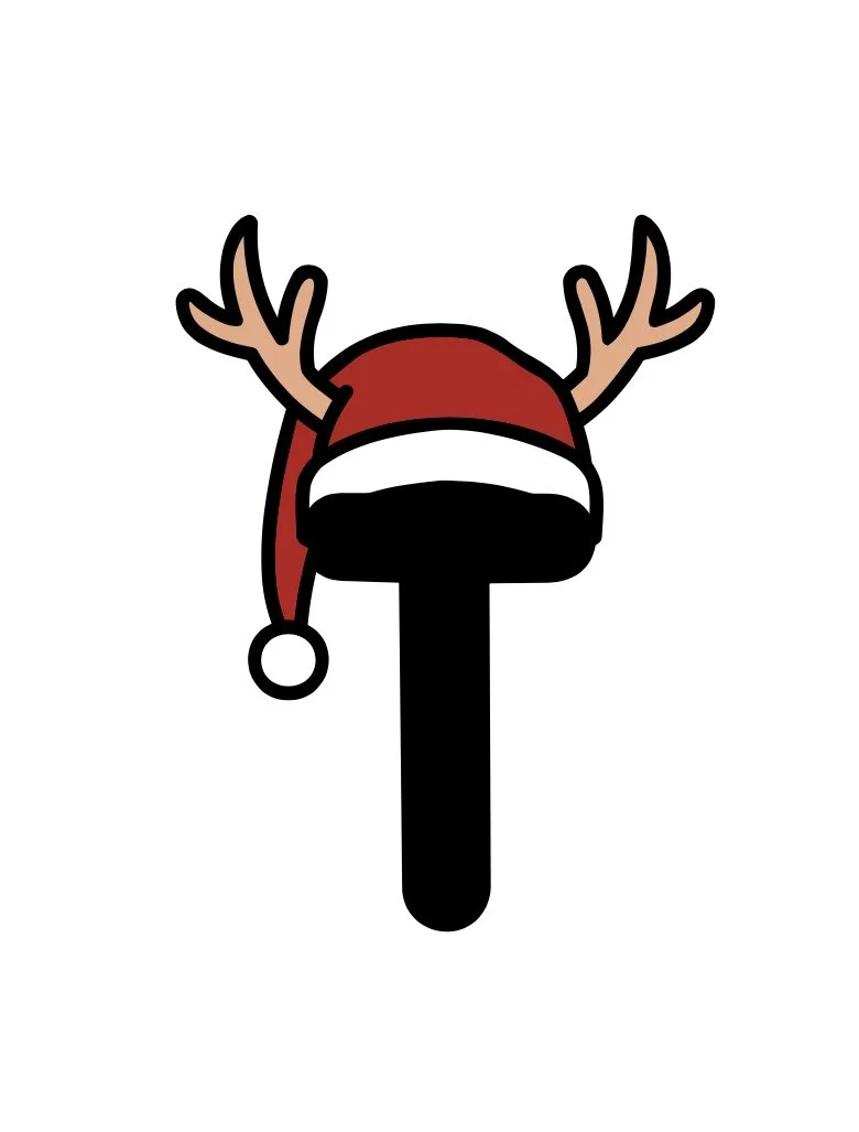 Double trouble - initial, Santa hat + antlers