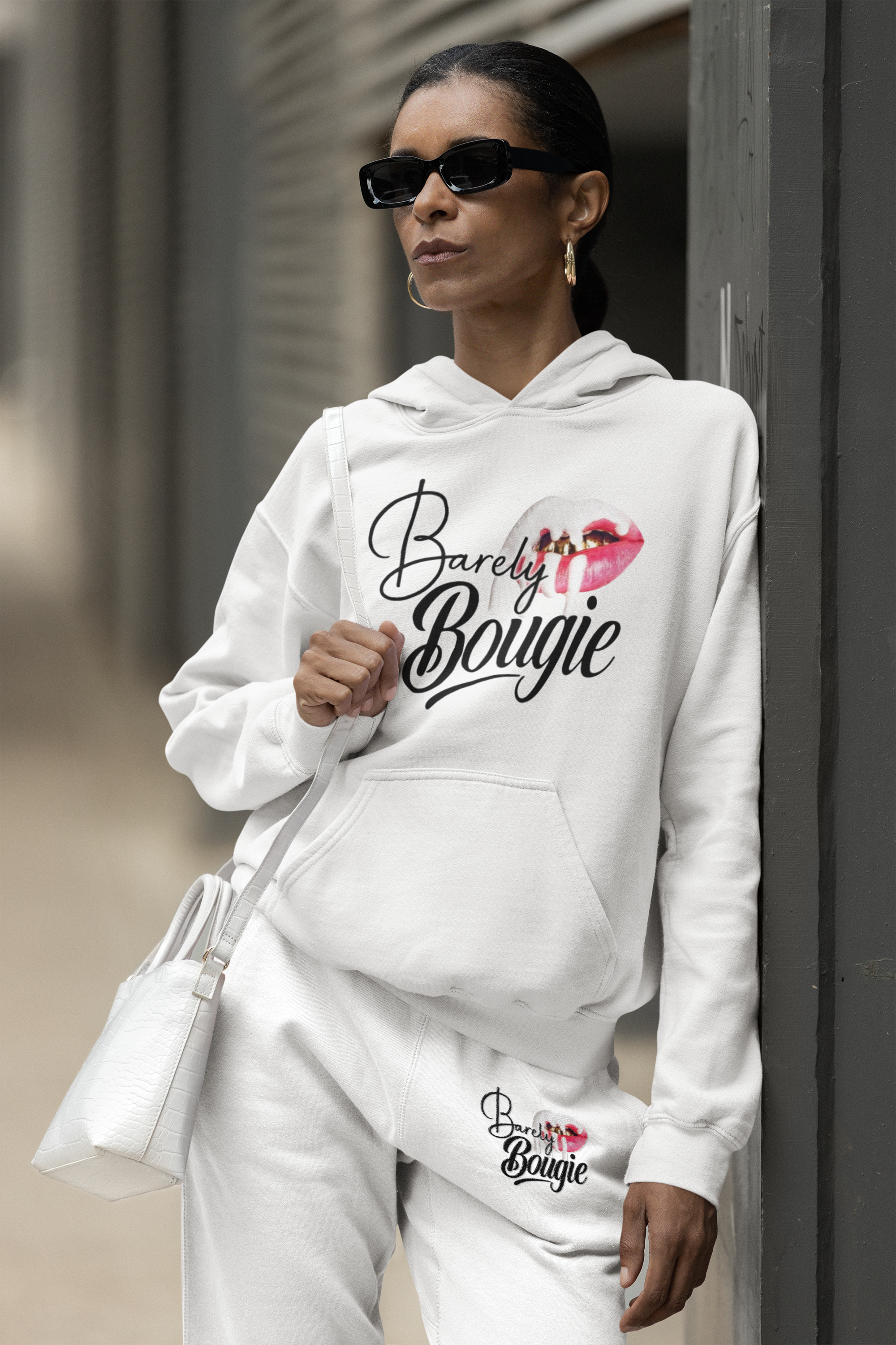Barely Bougie Hoodie - large chest logo