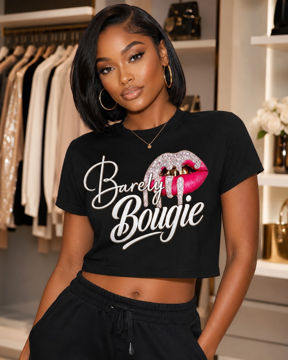 Barely Bougie Cropped Top - Signature Logo