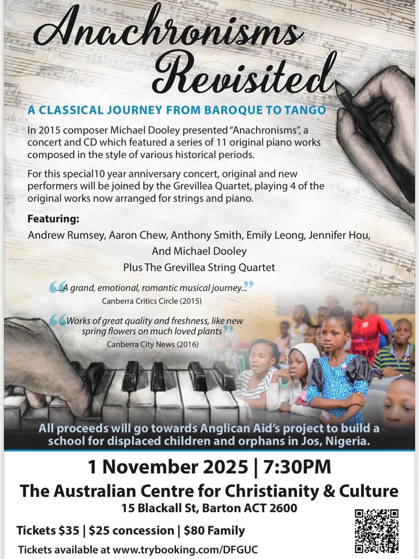 Excited to be joining some wonderful pianists and the Grevillea Quartet next Friday at 7.30pm at The Australian Centre for Christianity and Culture in Barton. We are playing Anachronisms by Canberran composer Michael Dooley. Hope to see you there!

.