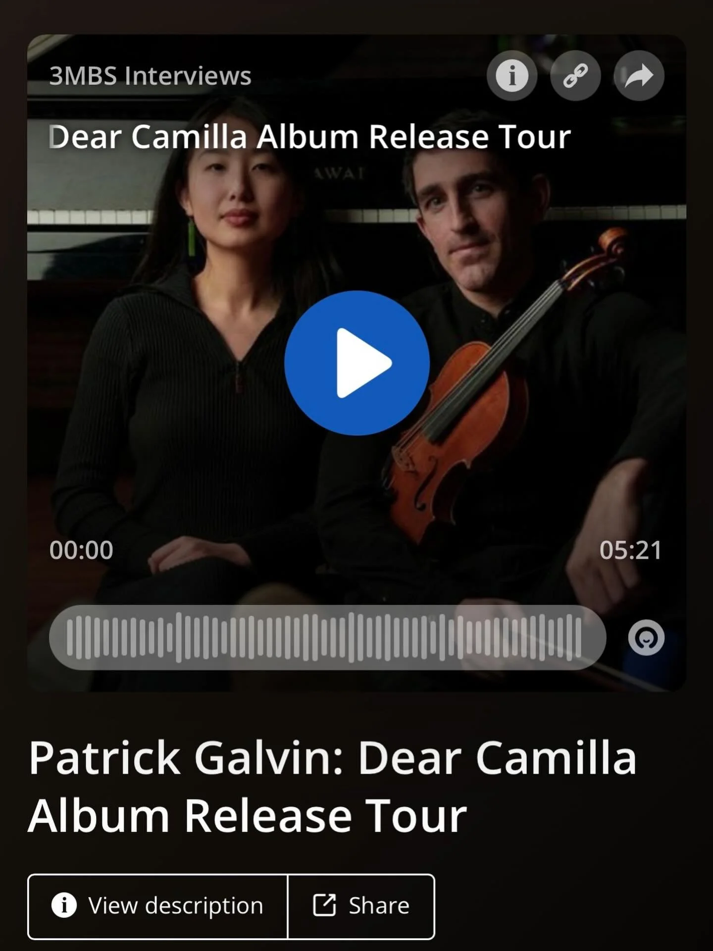 We&rsquo;re so excited to play in Melbourne on 16 Jan, 8pm at @temporubato_au!

Have a listen to @patrickjmgalvin&rsquo;s lovely chat with Susie May from @3mbs_radio last week about how Dear Camilla, came to be and our upcoming Australian tour! 

Lin