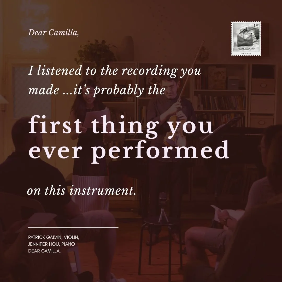 The violin Patrick plays throughout Dear Camilla, isn't just any instrument &mdash; it was Camilla Wicks' own violin. Made in Sydney in 1959, it became hers shortly afterwards, and Patrick performs on it to this day.

This quote is from one of the le
