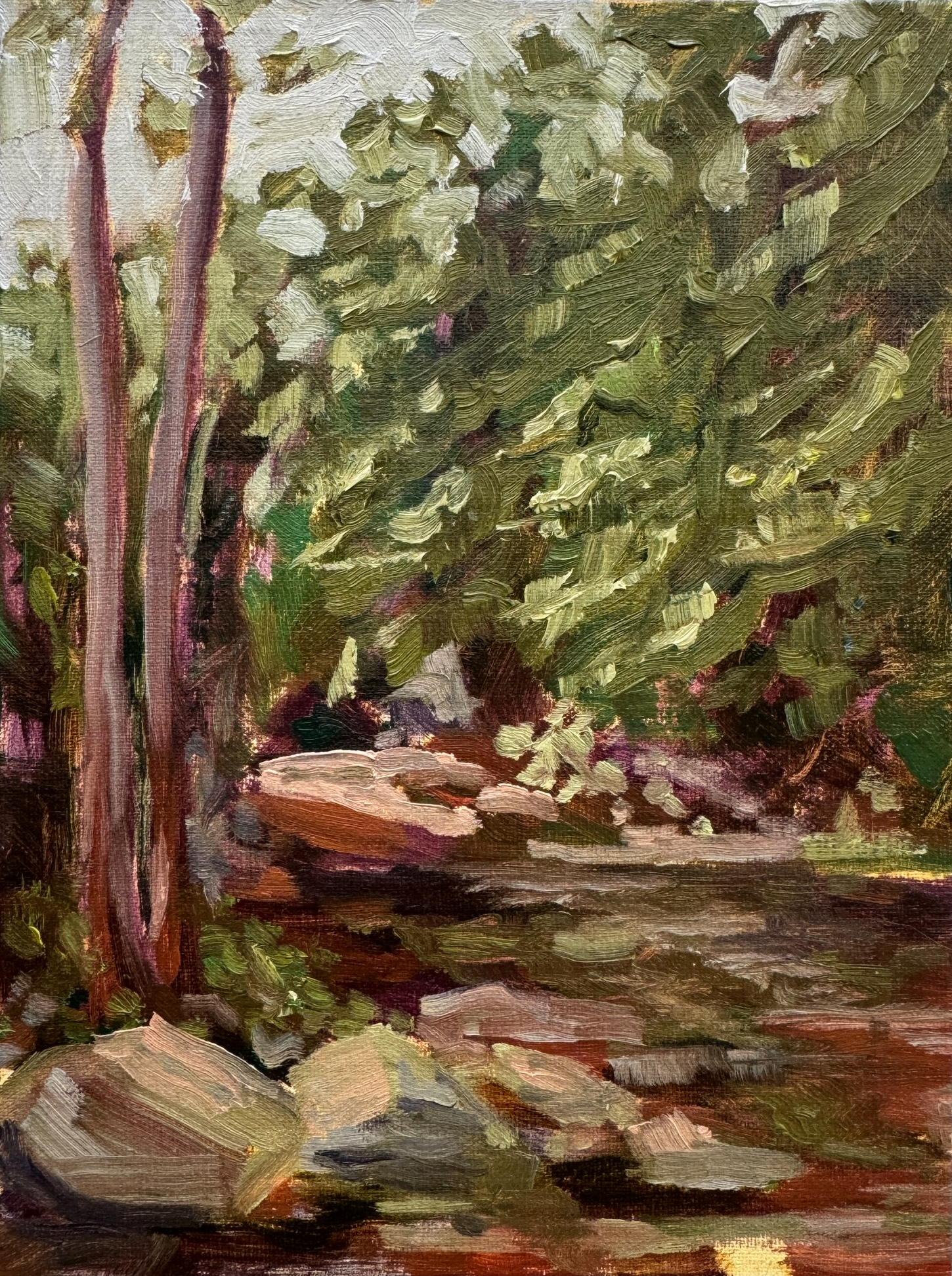 Summer Creek Study, Oil on Linen Panel, 2025 6x8