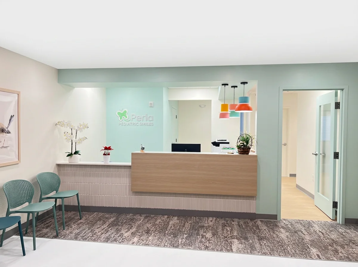 Welcoming reception area at Perla Pediatric Smiles serving Westwood families