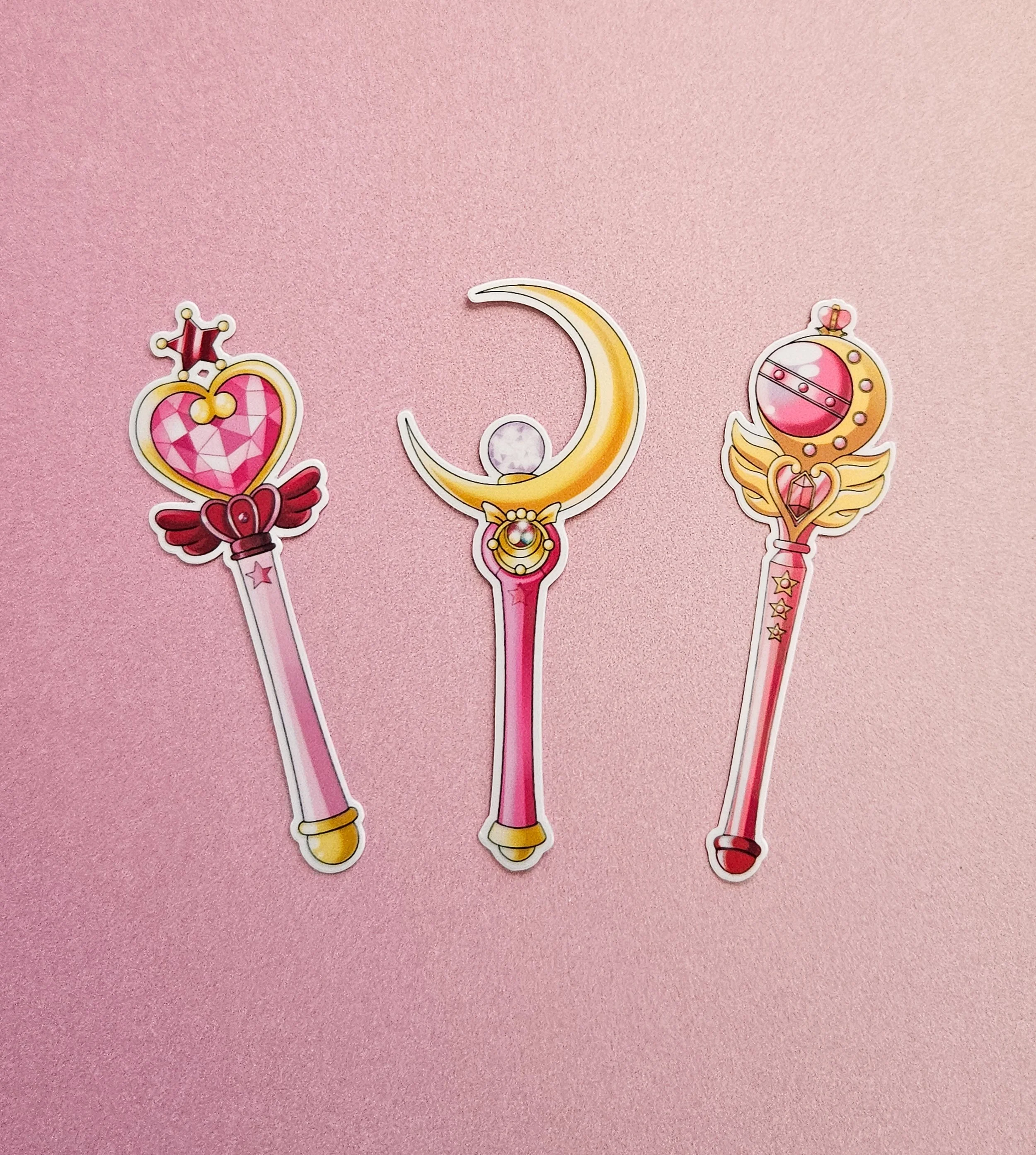 Sailor Moon and Chibi Transformation Wands Stickers