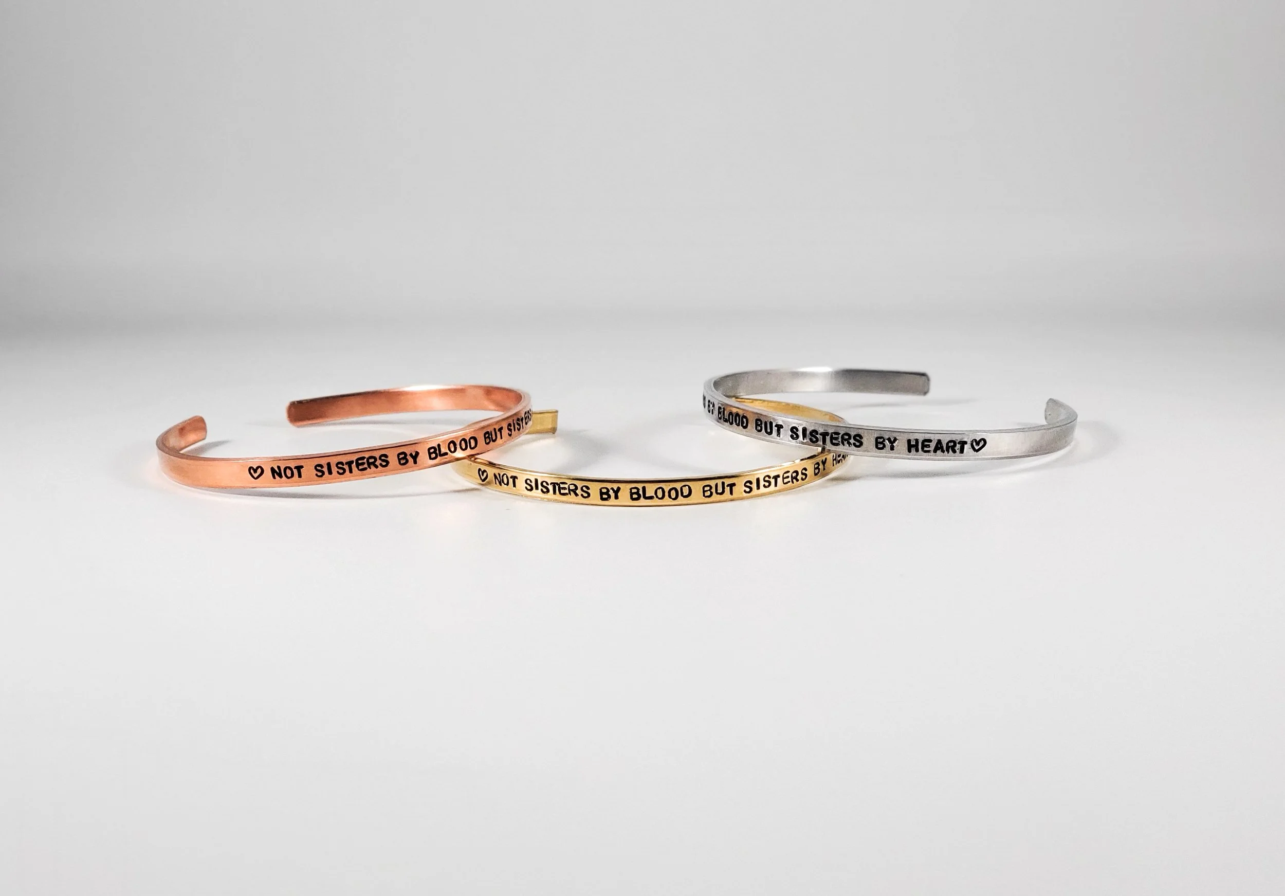 Not sisters by blood but sisters by heart cuff bracelet