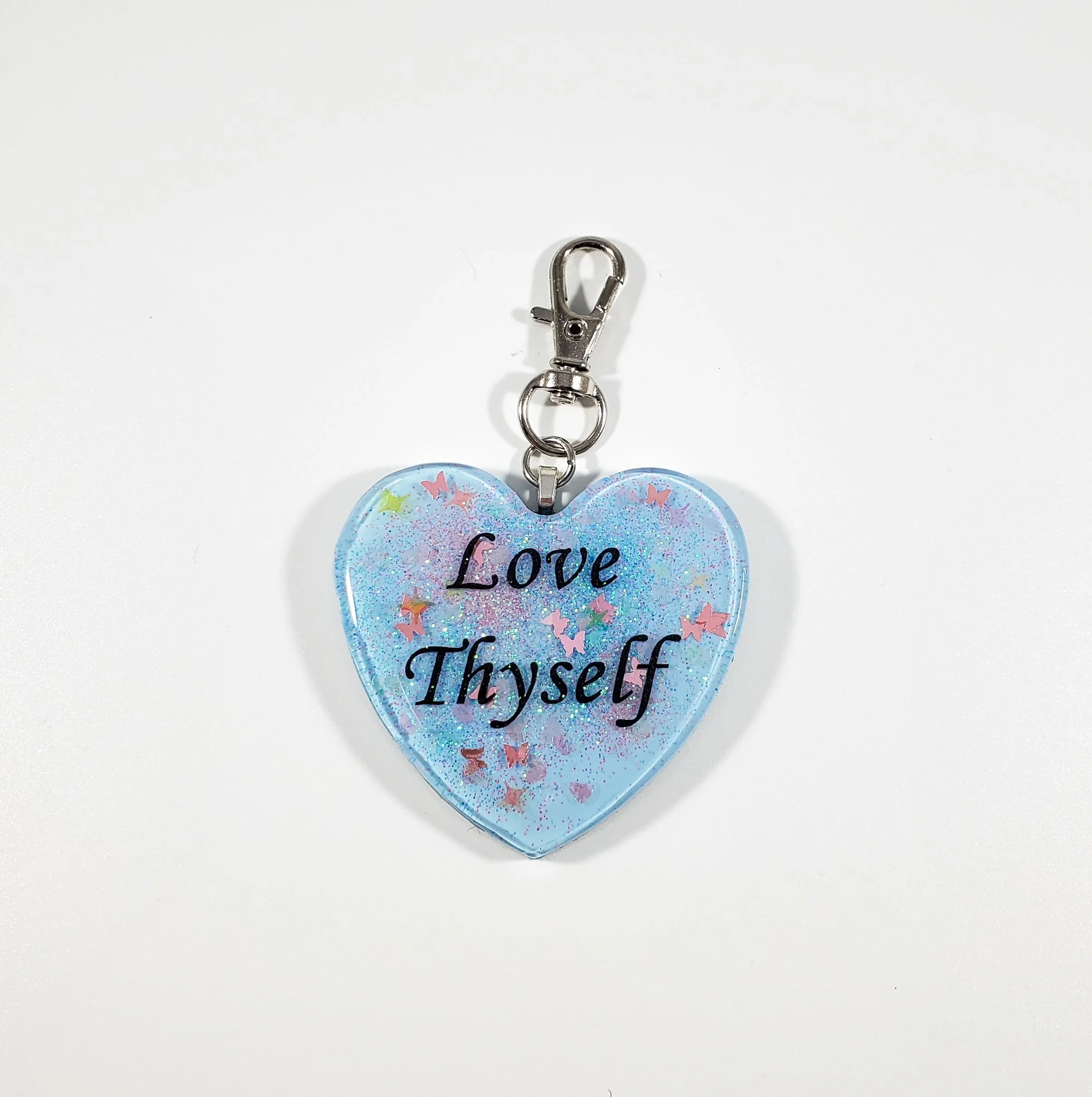 Love Thyself heart keychain