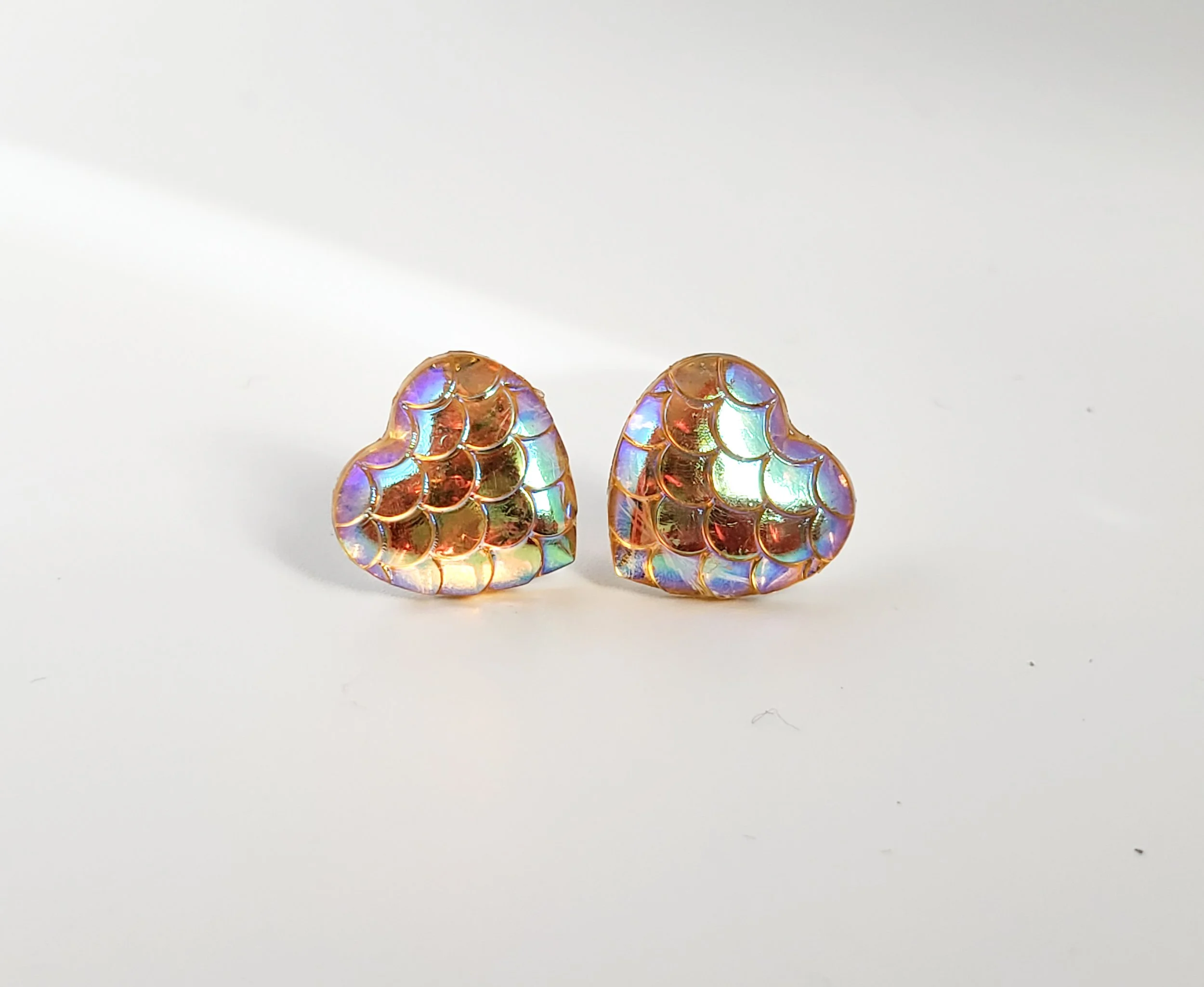 Mermaid heart earrings- yellow