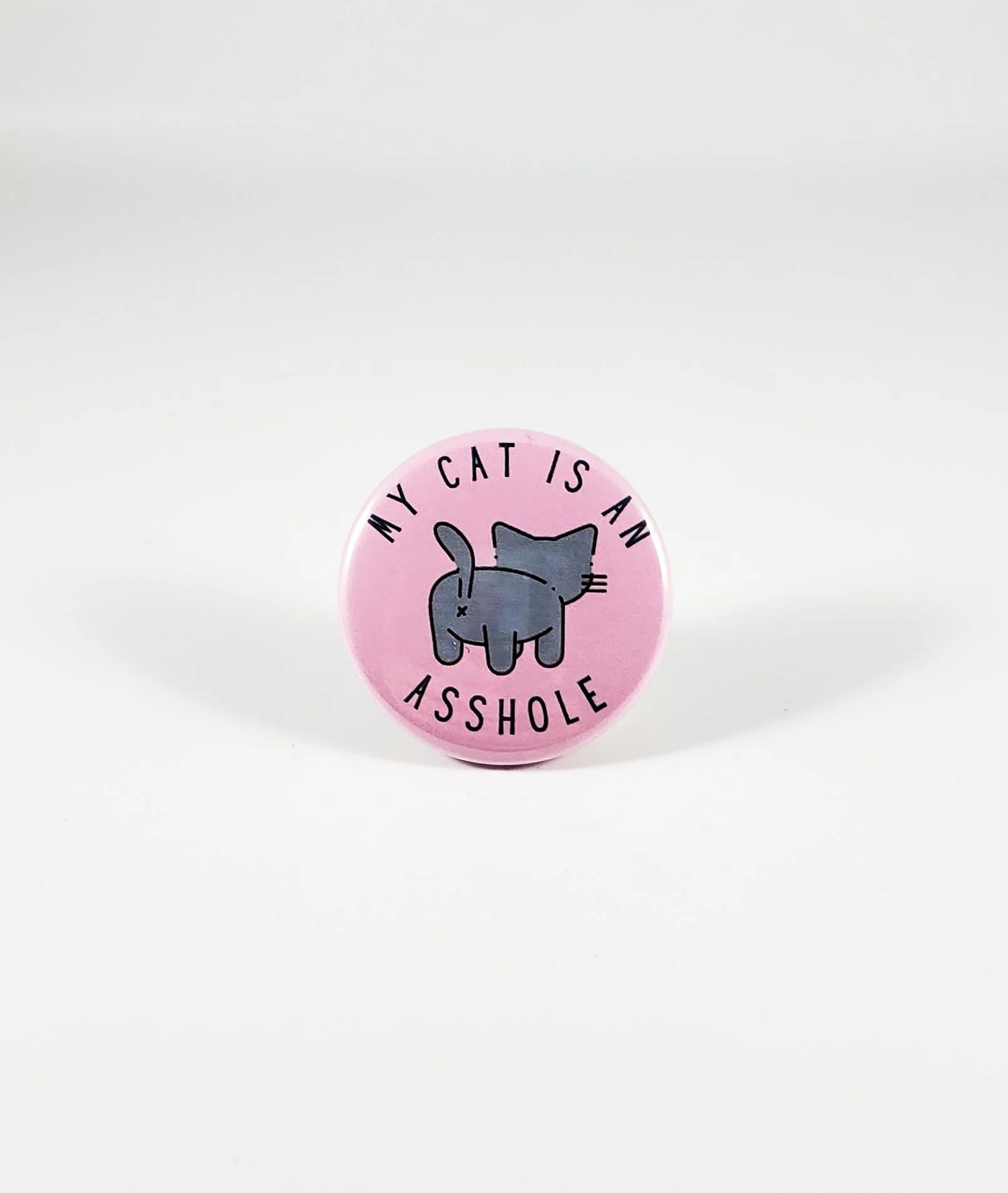 My cat is an asshole button pin