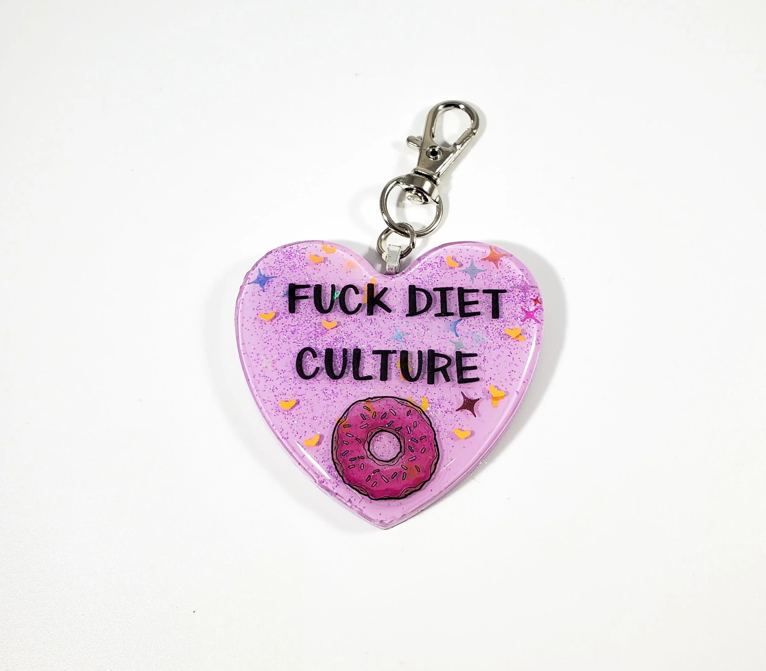 Fuck diet culture heart keychain