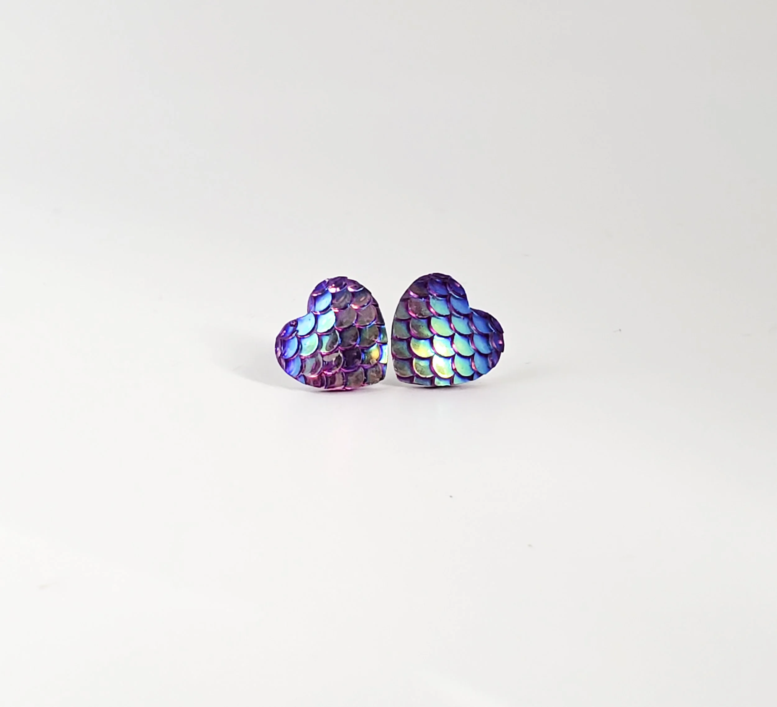 Mermaid heart earrings- purple