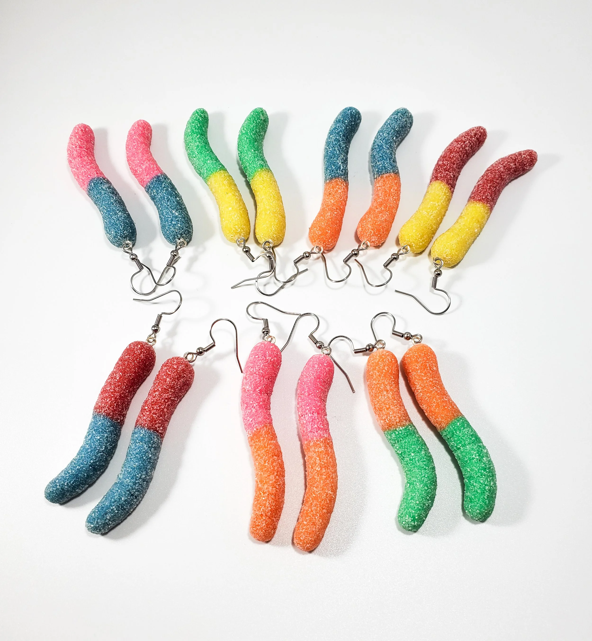 Sour gummy worm earrings