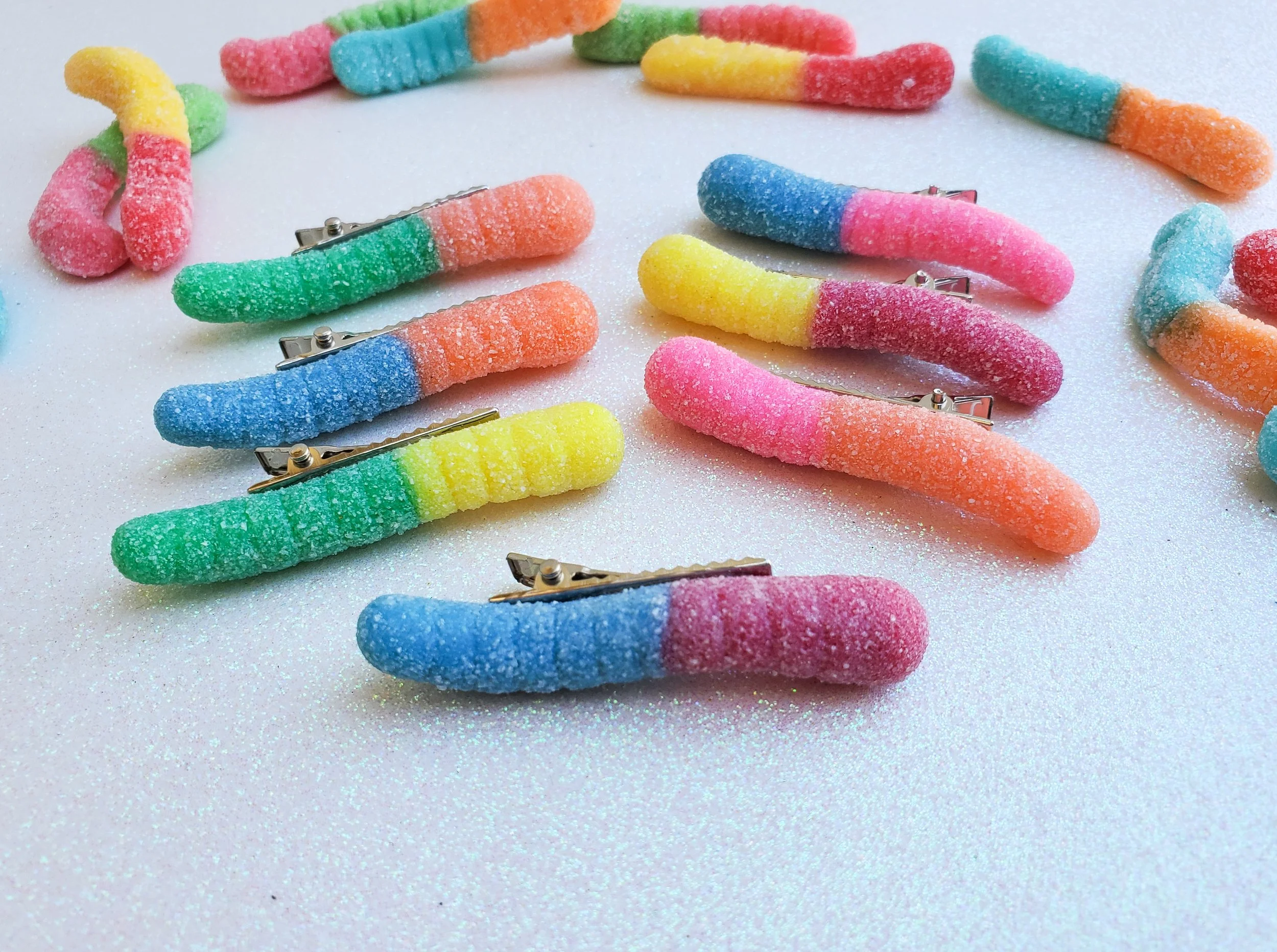 Sour Gummy Worm Hair clip