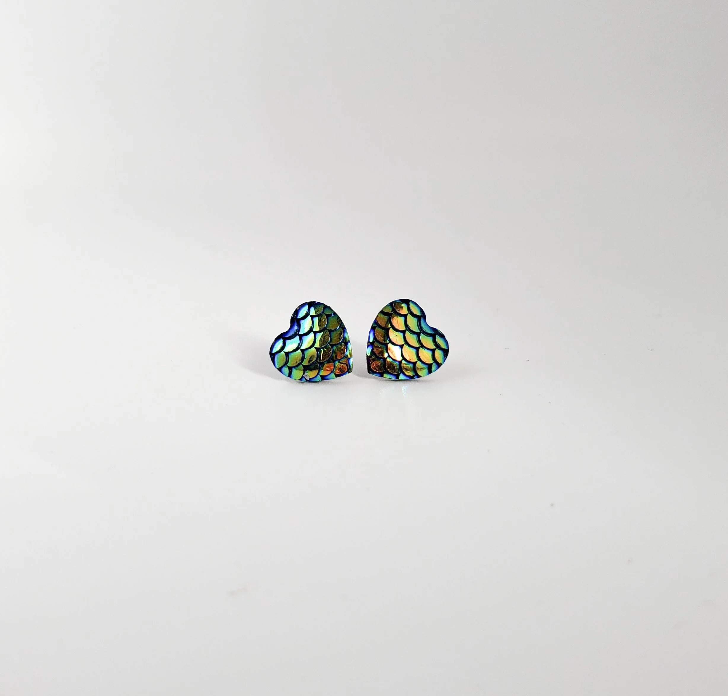 mermaid heart earrings-chrome