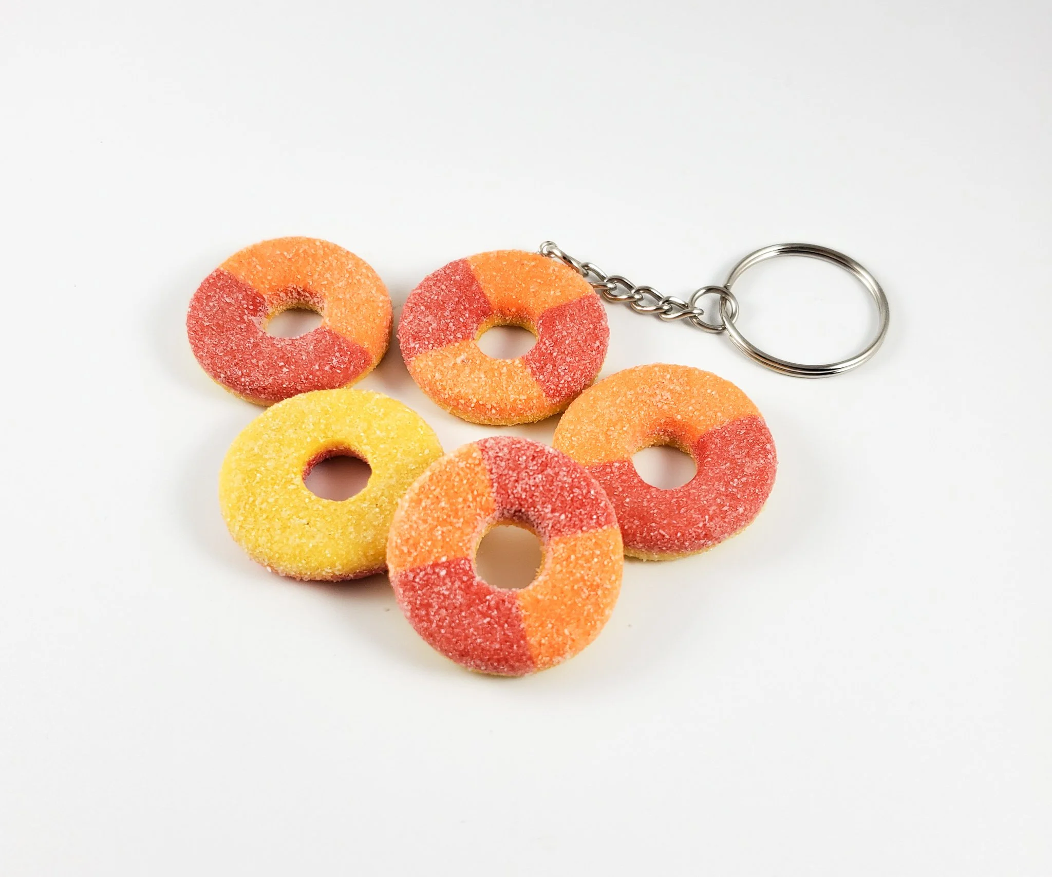 Peach ring gummy candy pin or keychain