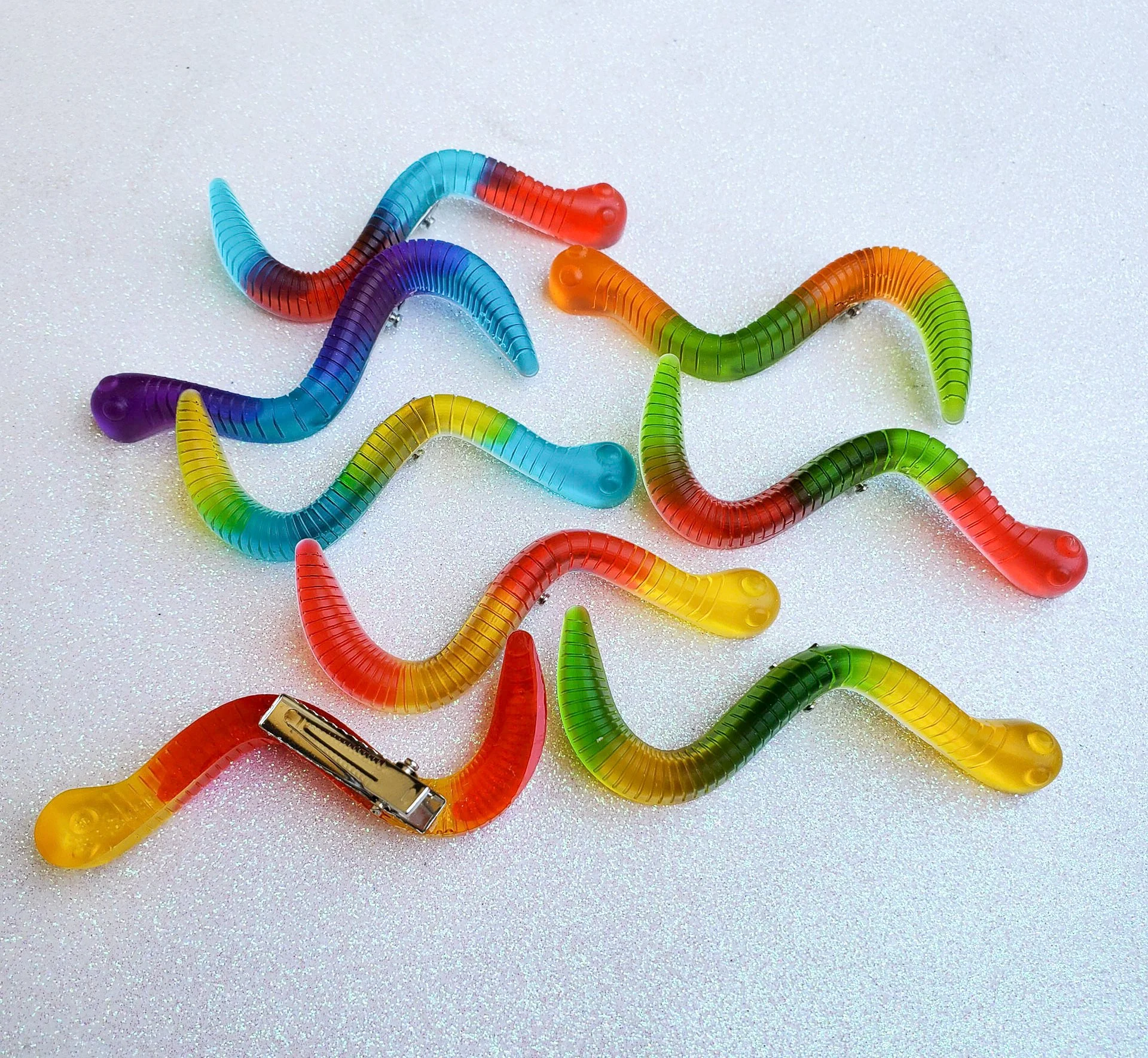 Gummy worm hairclips
