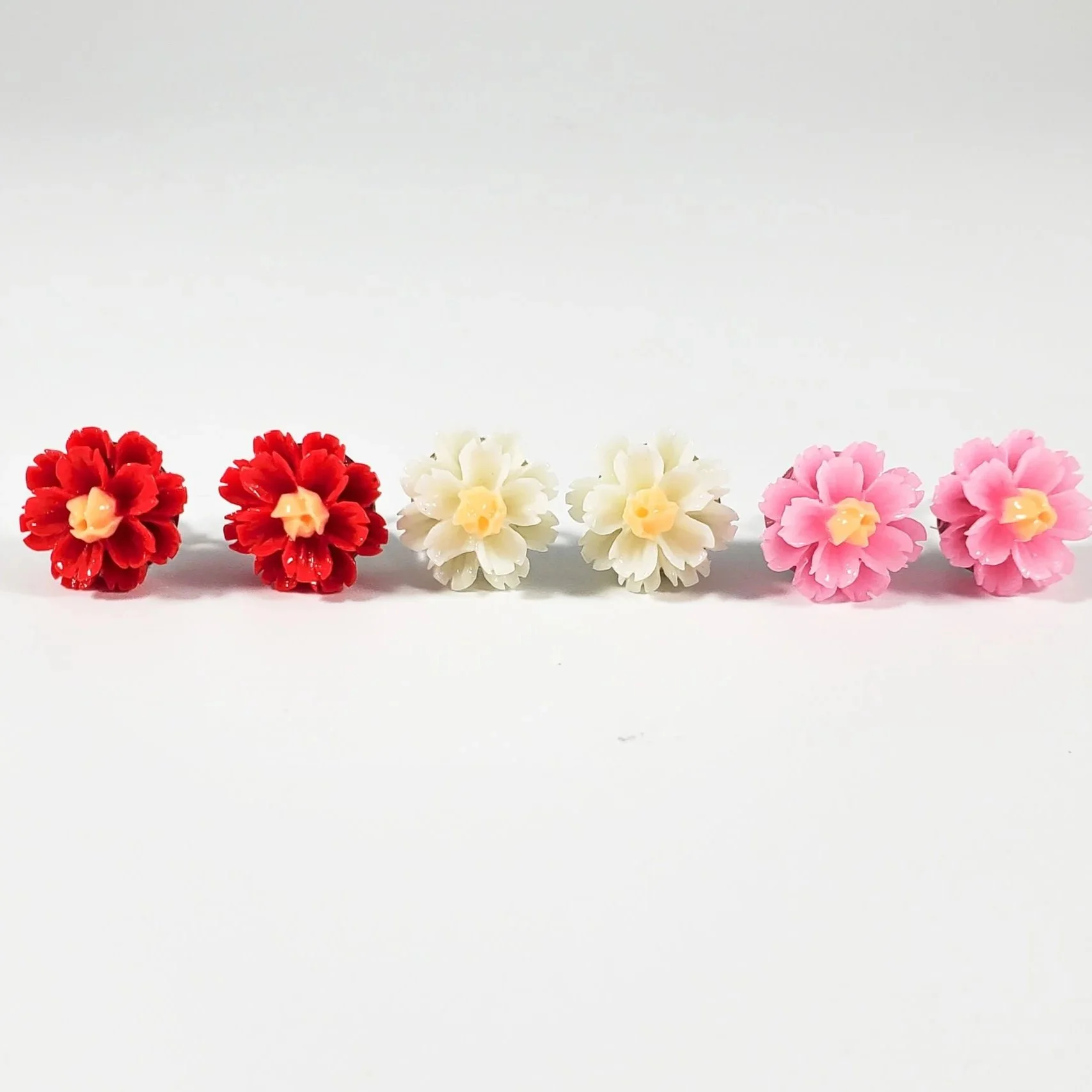 wild peony flower stud earrings