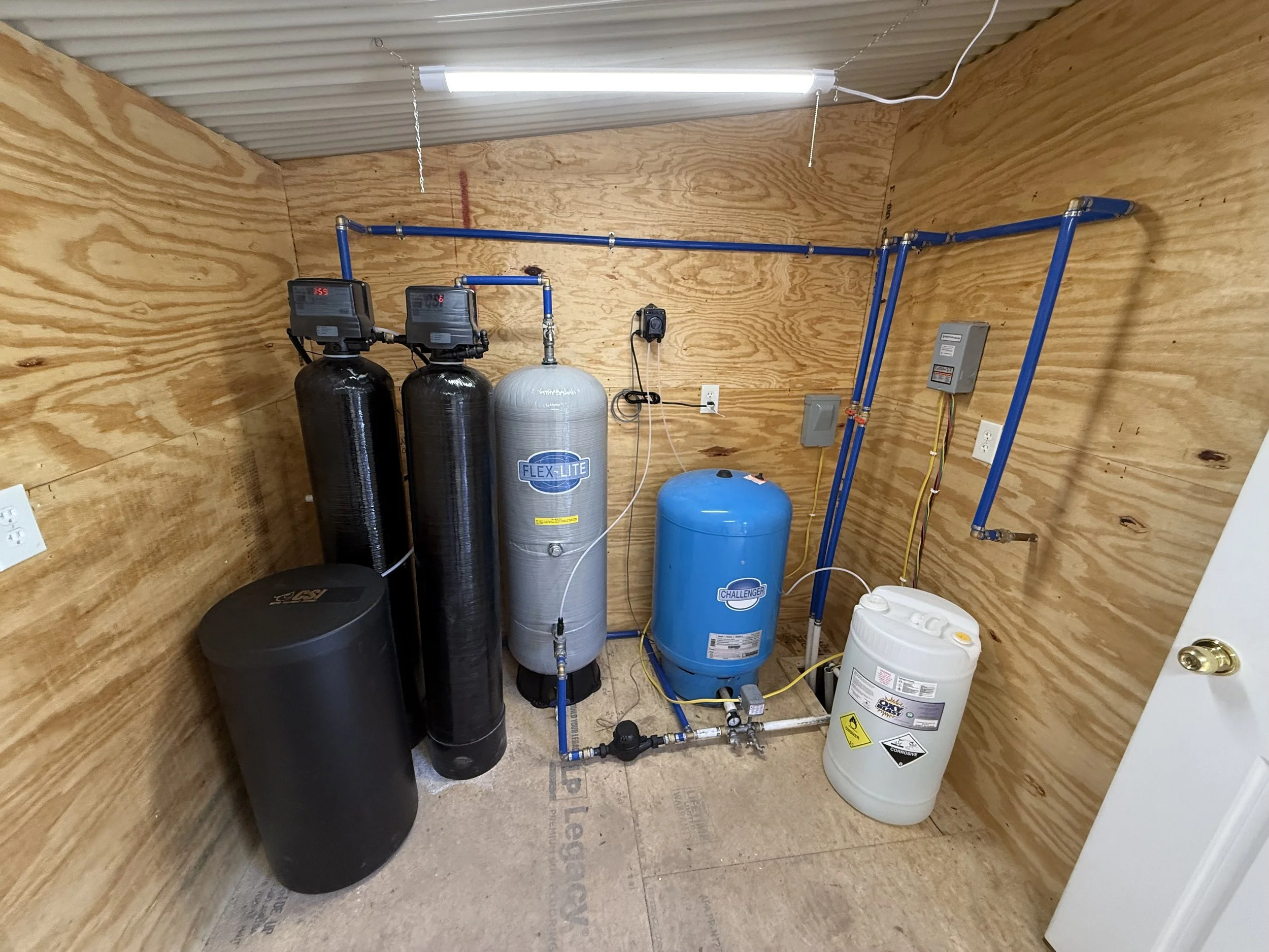 Pressure Tank, Sulfur Filter, and Water Softener