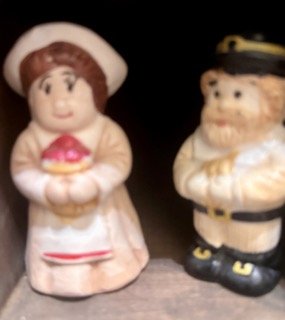 Vintage Ceramic Figural Salt Pepper Shakers Japan Thanksgiving Pair