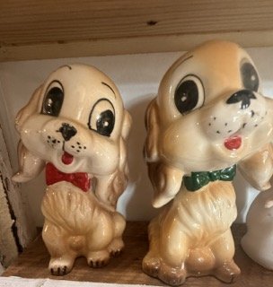 Vintage Ceramic Figural Japan Salt Pepper Shakers Hand Painted Kitchen Pair