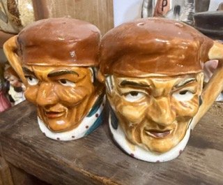 Vintage Ceramic Figural Salt Pepper Shakers Japan Hand Painted Vintage Pair