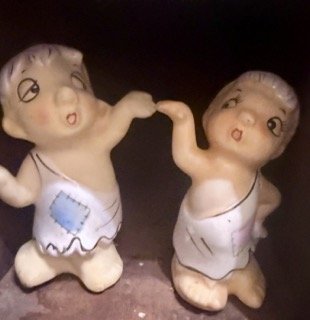 Vintage Ceramic Figural Salt Pepper Shakers Japan Novelty Hand Painted Set