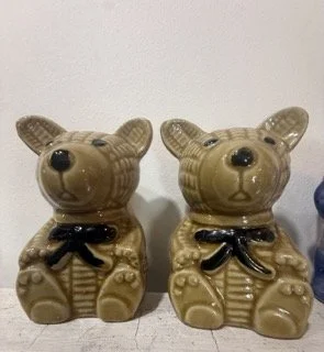 Vintage Ceramic Figural Salt Pepper Shakers Teddy Bears
