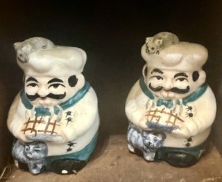 Vintage Ceramic Hand Painted Japan Salt Pepper Shakers Mid Century Pair