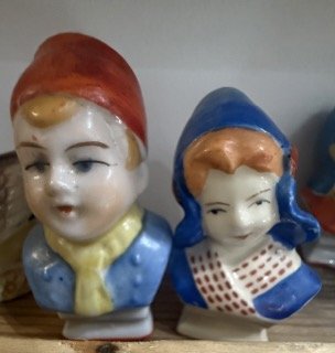 Vintage Ceramic Figural Salt and Pepper Shakers Japan Hand Painted Set